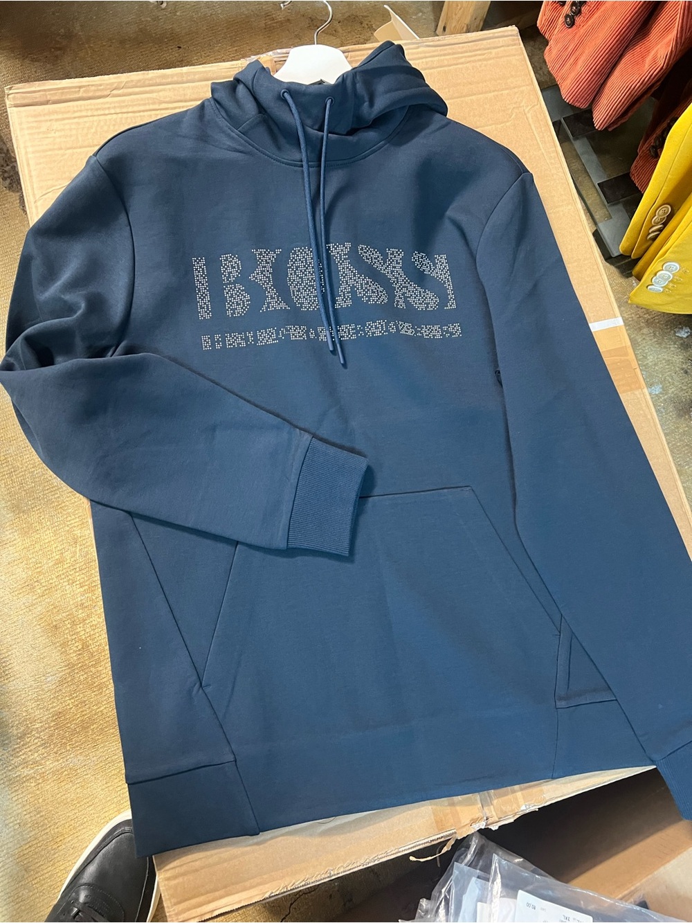 Boss Navy Blue Logo Pullover Hoodie